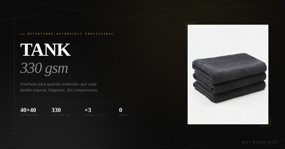 TANK330 GO+ 3 paños microfibra 40x40cm 330 gsm edgeless