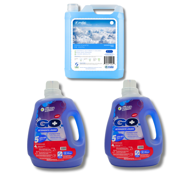 PACK 1 Suavizante Rmás 5 litros + 2 Detergentes GO+ 5 litros