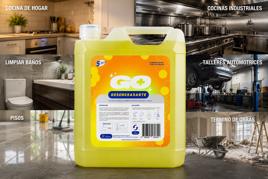 Desengrasante GO+ aplicación en cocina y taller