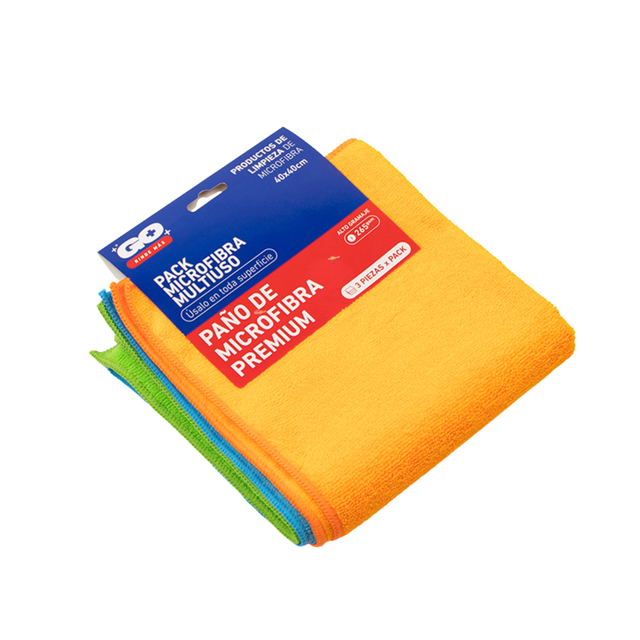 TRIPLEPACK 3 Paños Microfibra GO+ 40x40cm 265gsm Multiuso